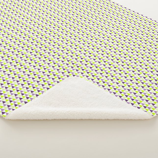 Couverture Sherpa Motif géométrique moderne vert citron violet (3/4)