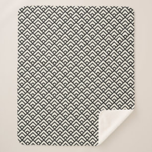 Couverture Sherpa Motif géométrique noir et blanc