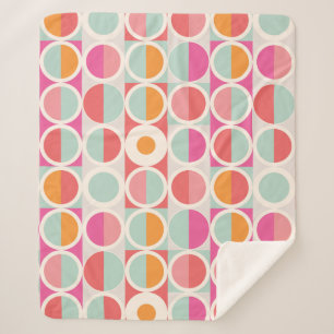 Couverture Sherpa Motif géométrique rose orange