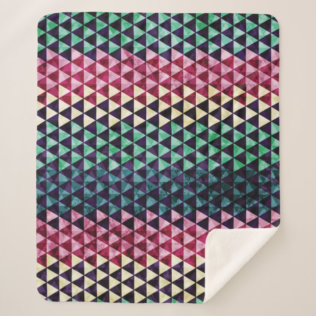 Couverture Sherpa Motif géométrique triangle vintage sans couture (Devant)