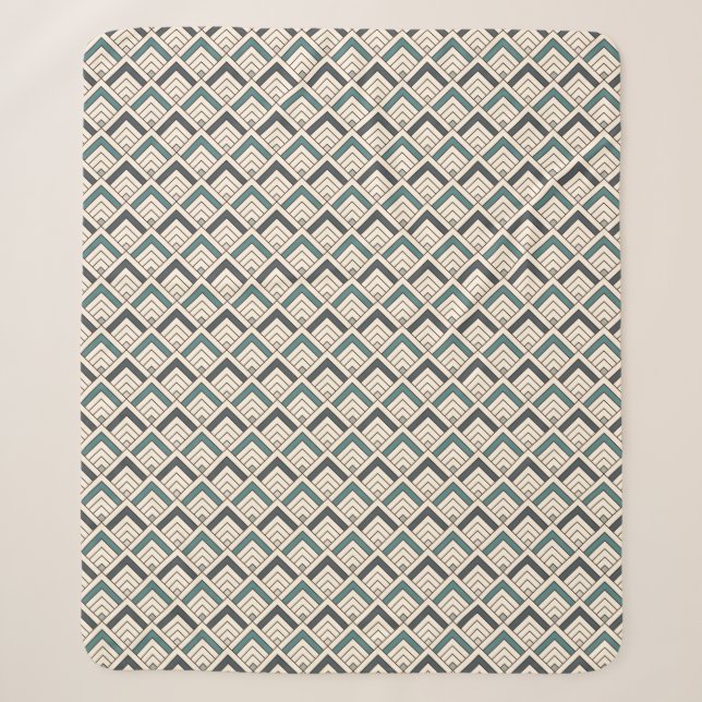 Couverture Sherpa Motif géométrique turquoise (Devant)