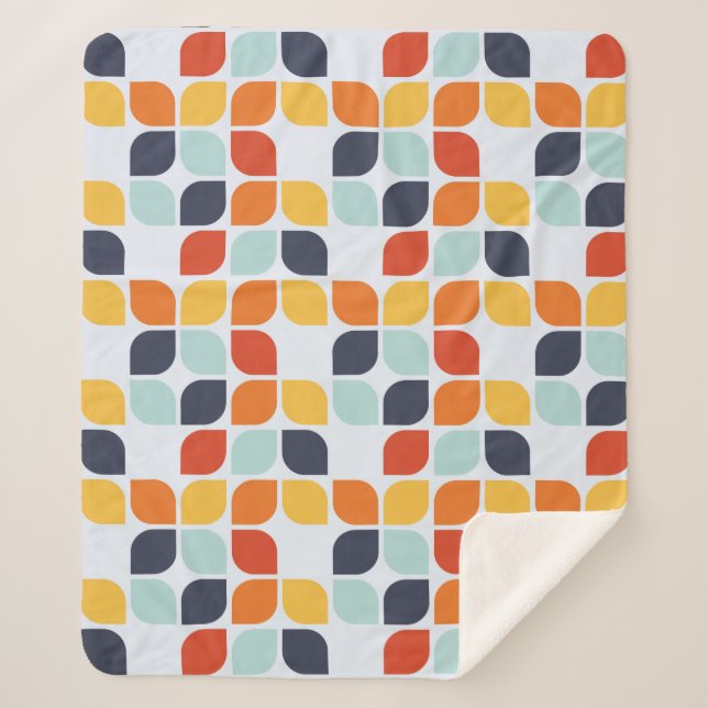 Couverture Sherpa Motif géométrique vintage (Devant)