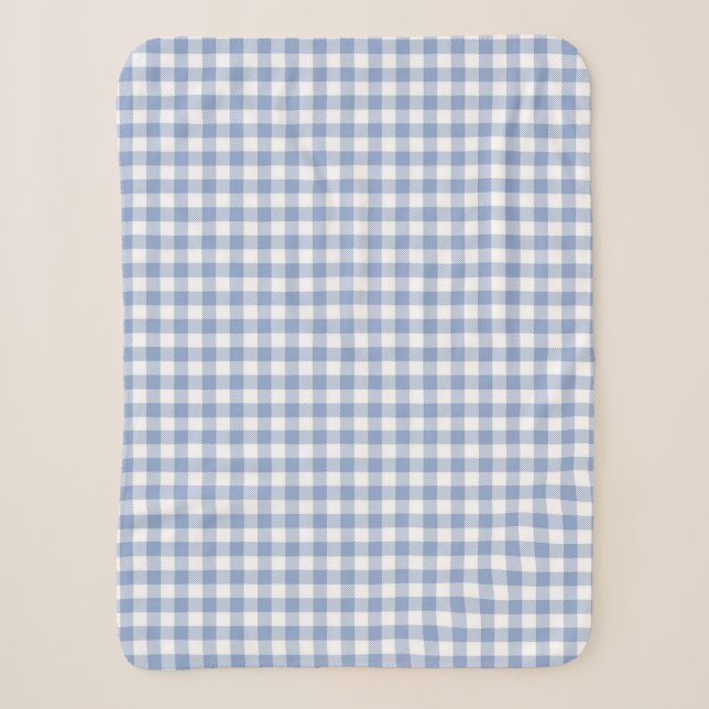 Couverture Sherpa Motif Gingham Bleu Clair Imprimé Carreaux Classiqu (Devant)
