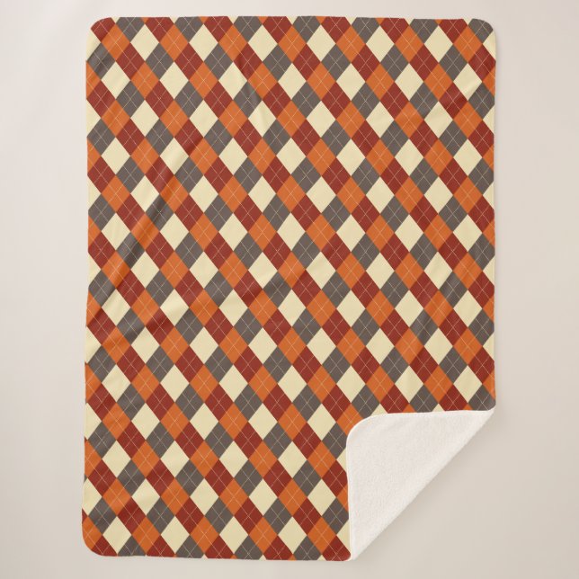 Couverture Sherpa Motif Gingham d'automne  (Devant)