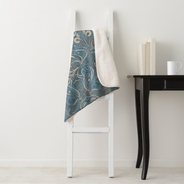 Couverture Sherpa Motif gothique Blue Sherpa Blanket (En situation)
