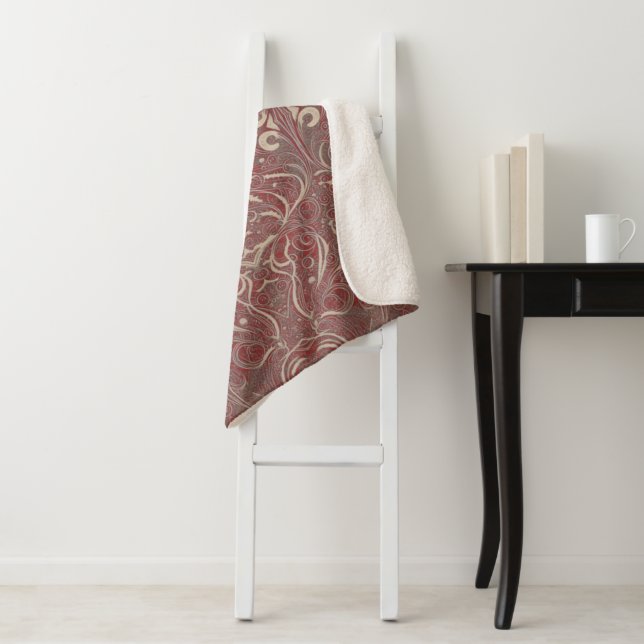 Couverture Sherpa Motif gothique Rouge Sherpa Blanket (En situation)