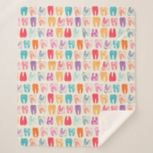 Couverture Sherpa Motif grunge de dent