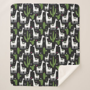 Couverture Sherpa Motif heureux de lama