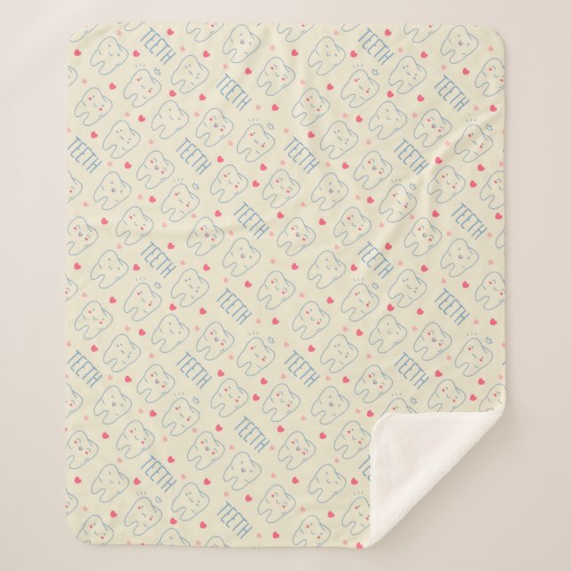 Couverture Sherpa Motif heureux en pastel de dents (Devant)