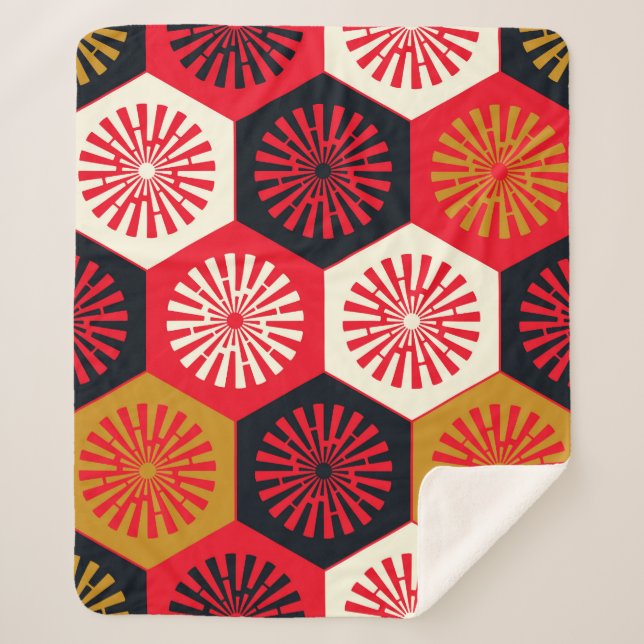 Couverture Sherpa Motif hexagonal de style asiatique (Devant)