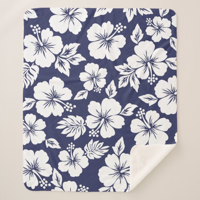 Couverture Sherpa Motif Hibiscus (Devant)