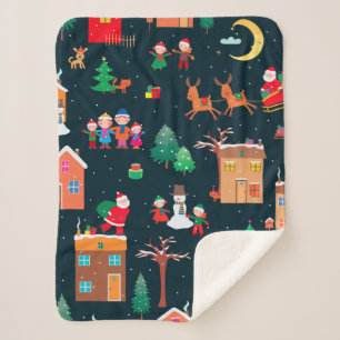 Couverture Sherpa Motif incomparable de Noël heureux dans une villa
