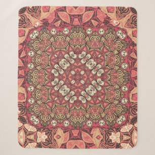Couverture Sherpa Motif indien abstrait médaillon. Boho et gypsy