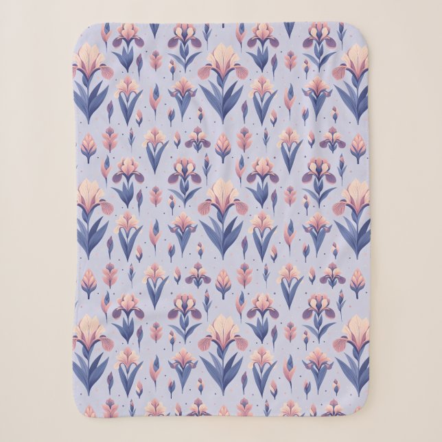 Couverture Sherpa Motif Iris Flower (Devant)