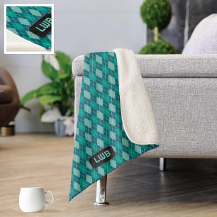 Couverture Sherpa Motif Jacquard turquoise - Cosy Knit Look : ajoute