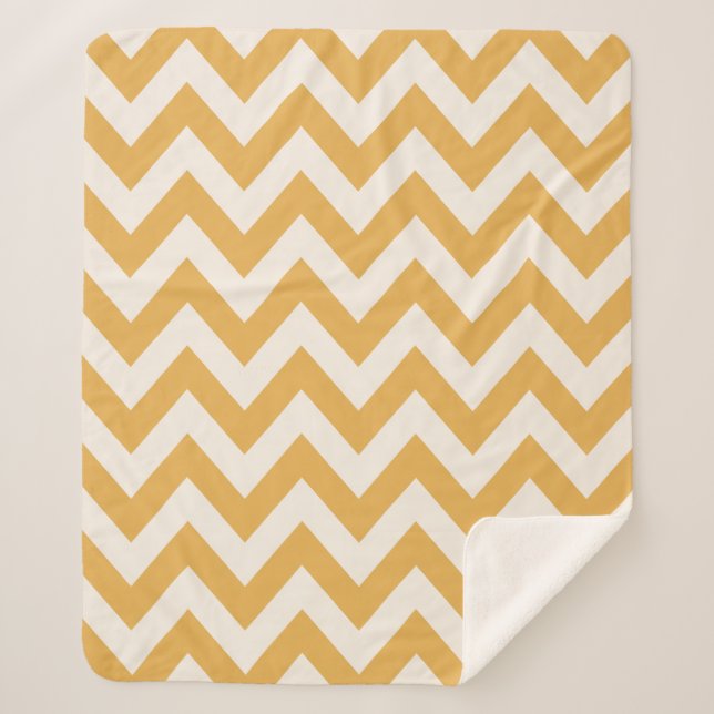 Couverture Sherpa Motif Jaune Chevron Zigzag (Devant)