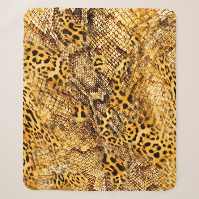 Couverture Sherpa Motif léopard et serpent (Devant)