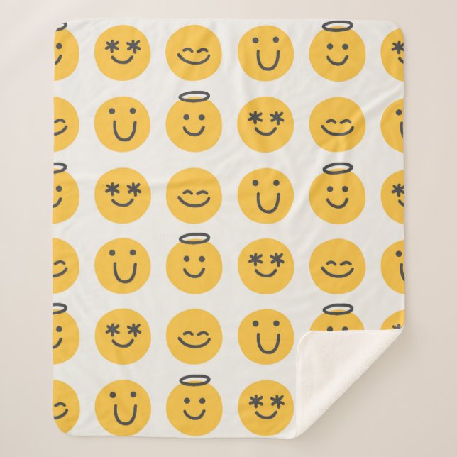 Couverture Sherpa Motif libre main heureux émoji sans couture. e pos (Devant)