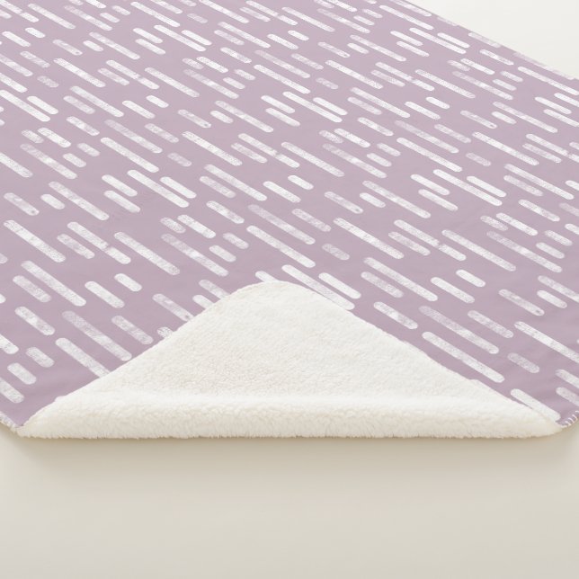 Couverture Sherpa Motif Lignes arrondies | Blanc sur Mauve (3/4)
