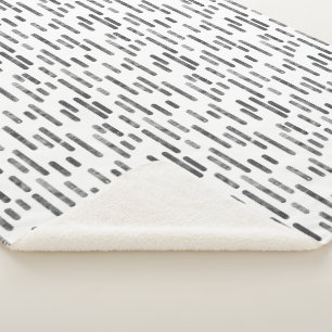 Couverture Sherpa Motif Lignes arrondies Graphite en blanc