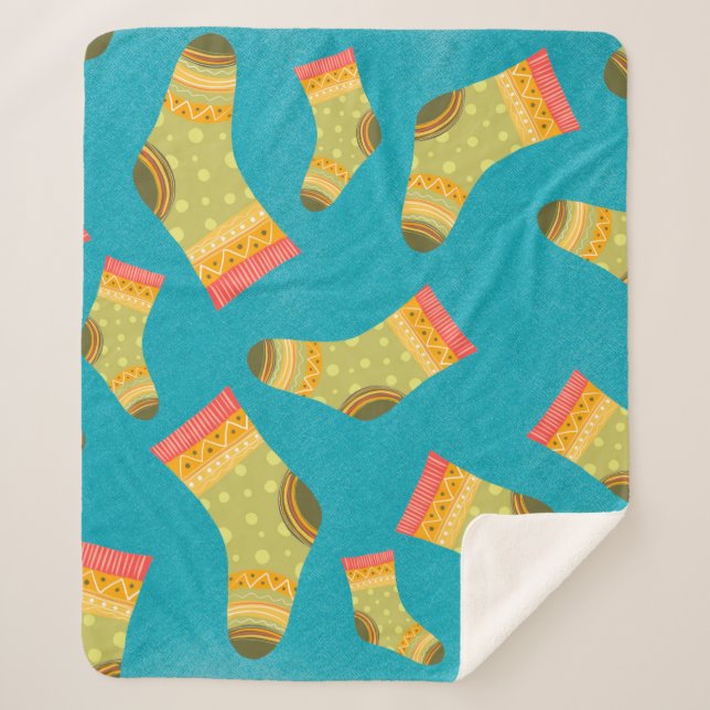 Couverture Sherpa Motif linéaire sans couture avec chaussettes. L'il (Devant)