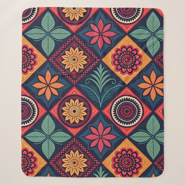 Couverture Sherpa Motif magique Fleurs (Devant)