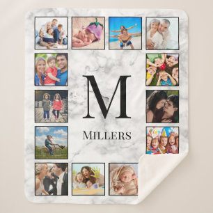 Couverture Sherpa Motif Marbre blanc en pierre