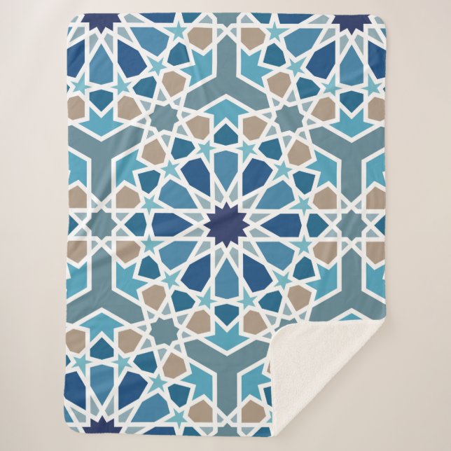 Couverture Sherpa Motif marocain en carreaux (Devant)