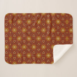 Couverture Sherpa Motif Masala Brun Jaune Piquant