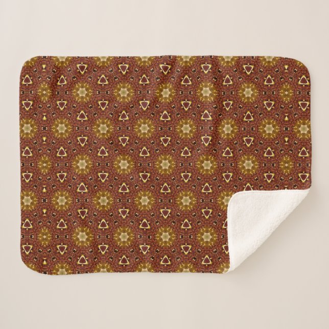 Couverture Sherpa Motif Masala Brun Jaune Piquant (Devant (Horizontal))