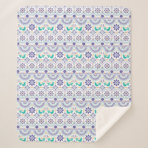 Couverture Sherpa Motif mexicain d'art populaire de tuile d'oiseau