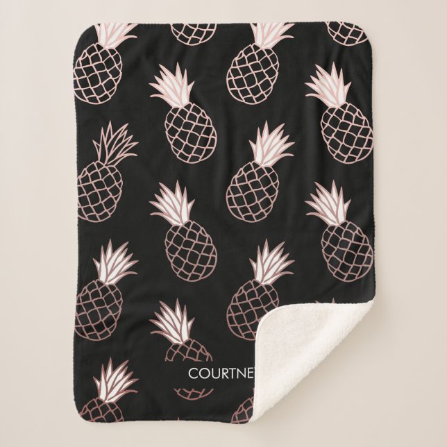 Couverture Sherpa Motif mignon d'ananas (Devant)