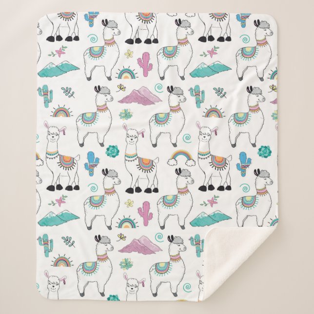 Couverture Sherpa Motif mignon de lama de bande dessinée (Devant)