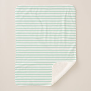 Couverture Sherpa Motif moderne menthe marine vert & blanc rayures