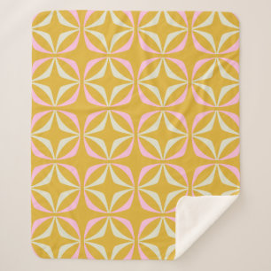 Couverture Sherpa Motif moderne rétro jaune et rose du milieu du siè