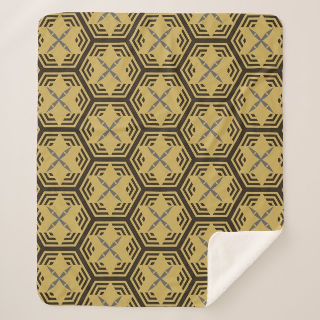 Couverture Sherpa Motif moderne sans couture, couleur or. Ba géométr (Devant)