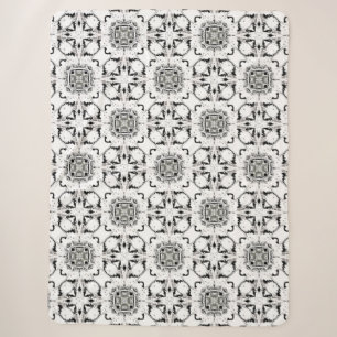 Couverture Sherpa Motif moderne tribal noir et blanc