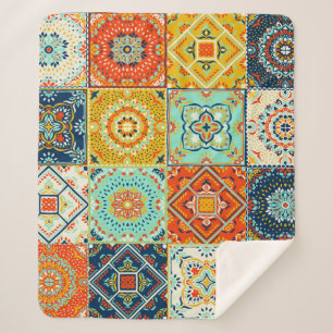 Couverture Sherpa Motif mosaïque marocaine