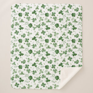 Couverture Sherpa Motif mou de shamrock d'aquarelle