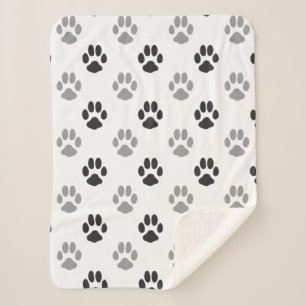 Couverture Sherpa Motif noir et blanc mignon d'empreintes de pattes