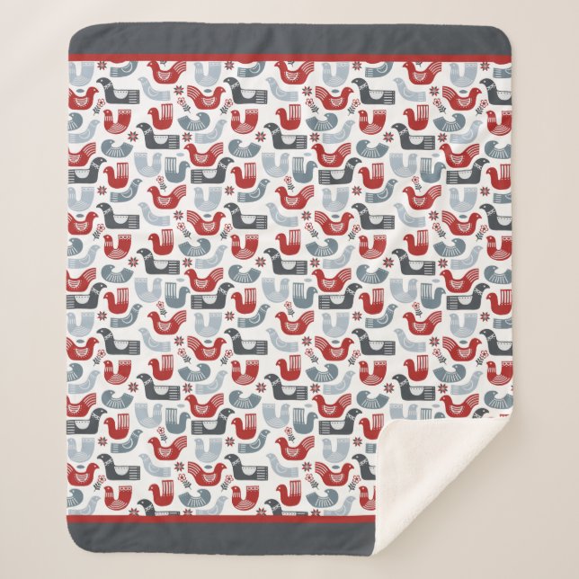 Couverture Sherpa Motif nordique d'art populaire (Devant)