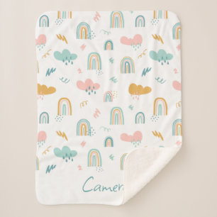 Couverture Sherpa Motif nuage Rainbow et pluie amusant