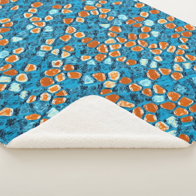 Couverture Sherpa Motif orange et bleu (3/4)