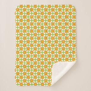 Couverture Sherpa Motif orange et jaune inspiré par Retro
