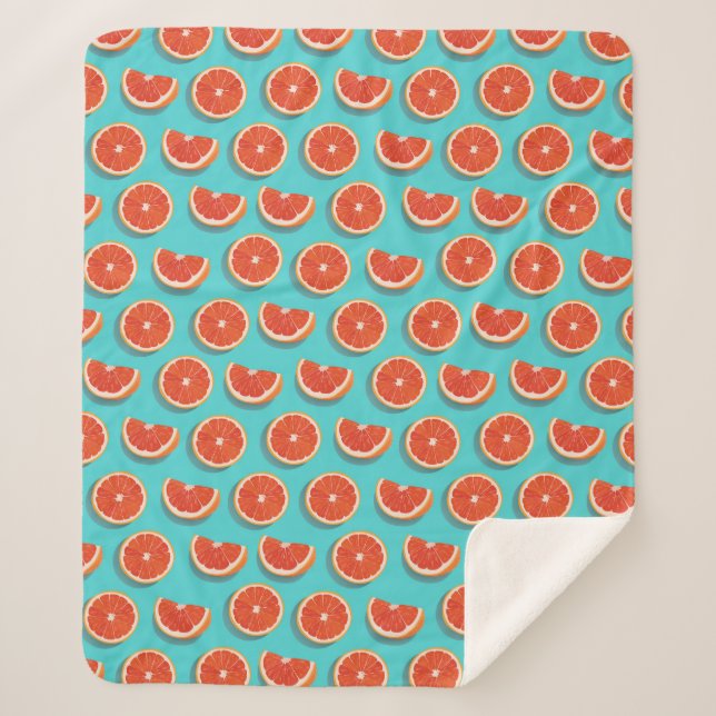 Couverture Sherpa Motif orange juteux doux (Devant)