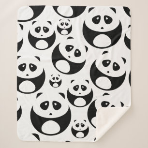 Couverture Sherpa Motif Panda noir et blanc Kawaii