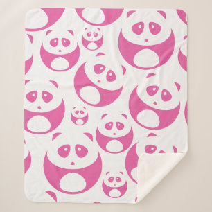Couverture Sherpa Motif Panda rose et blanc Kawaii Baby