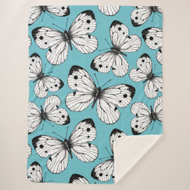 Couverture Sherpa Motif papillon de choux (Devant)