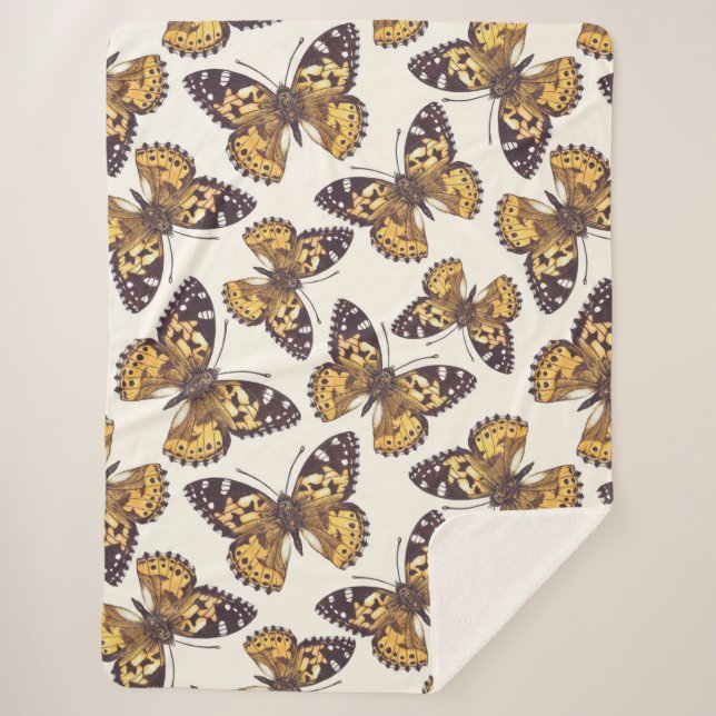 Couverture Sherpa Motif papillon de femme peinte (Devant)