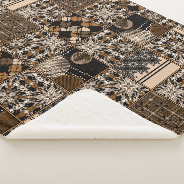 Couverture Sherpa Motif patchwork rustique (3/4)